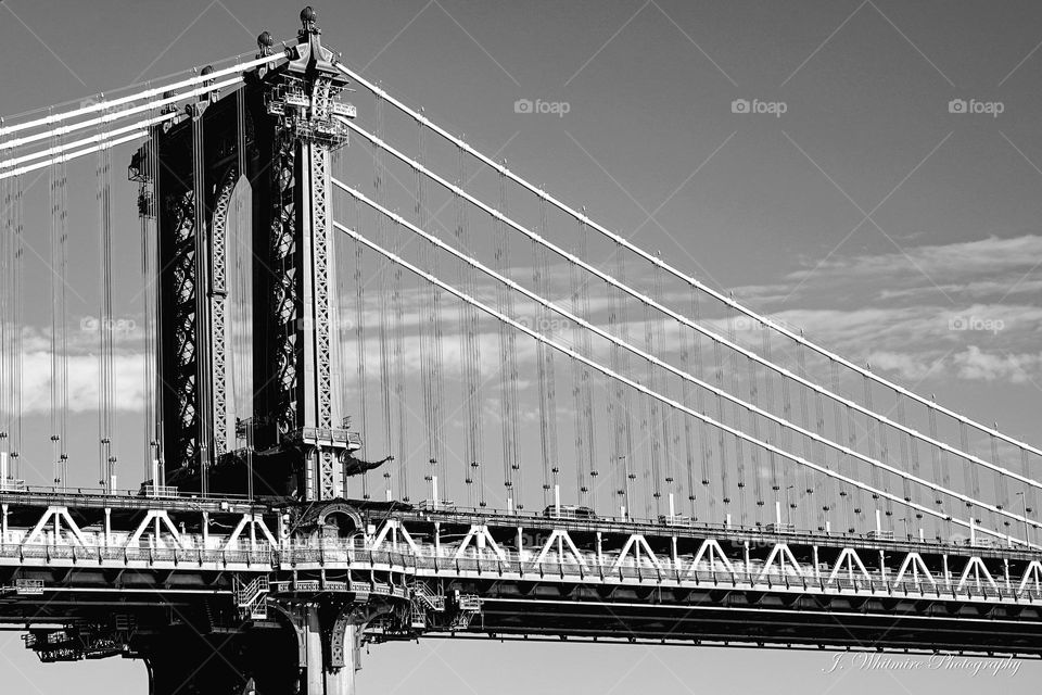 A closeup of the magnificent and intricate design of the Manhattan Bridge in New York City
