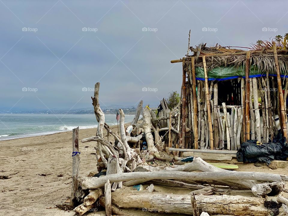 Foap Mission, Summer By The Ocean! Beach Shack Built By The Local Surfers At Trestles Worldwide Famous Surfing Spot San Clemente, California Coastline.