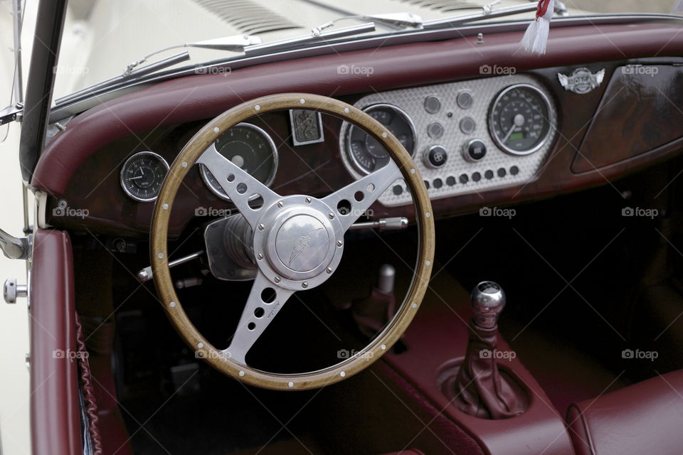 interior of a retro classic vintage car