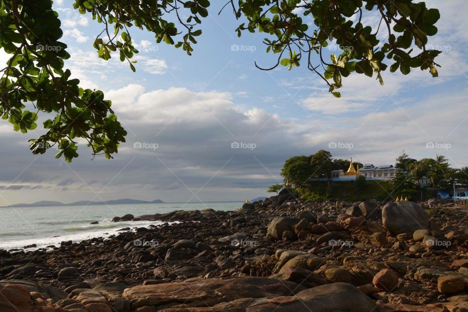 Maung-ma-gan beach and Myaw Yit Pagoda at Dawei district, Myanmar