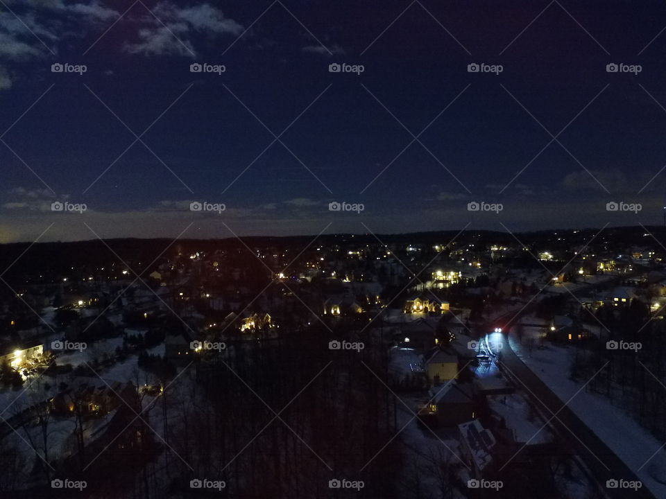 drone shot at night