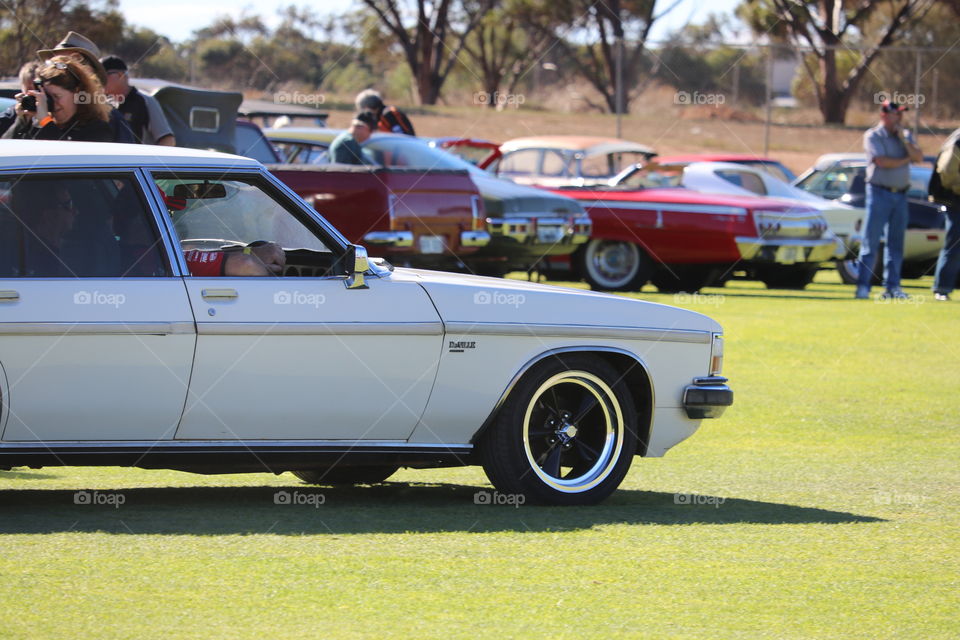 Vintage classic car show outdoors 