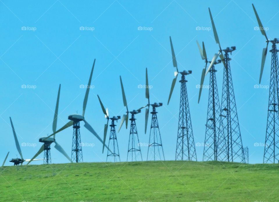 Renewable Energy Wind Farm. Wind Turbines Providing Sustainable Clean Energy
