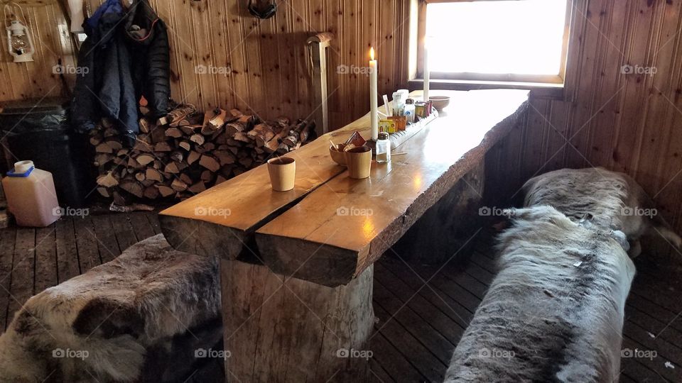 Wooden cabin interior