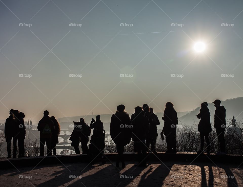 Tourist Group looking at Prague