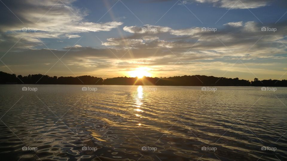 Beautiful sunset at lake