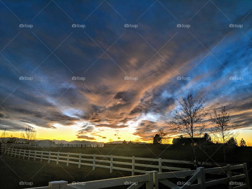 Sun setting over Pueblo, Colorado