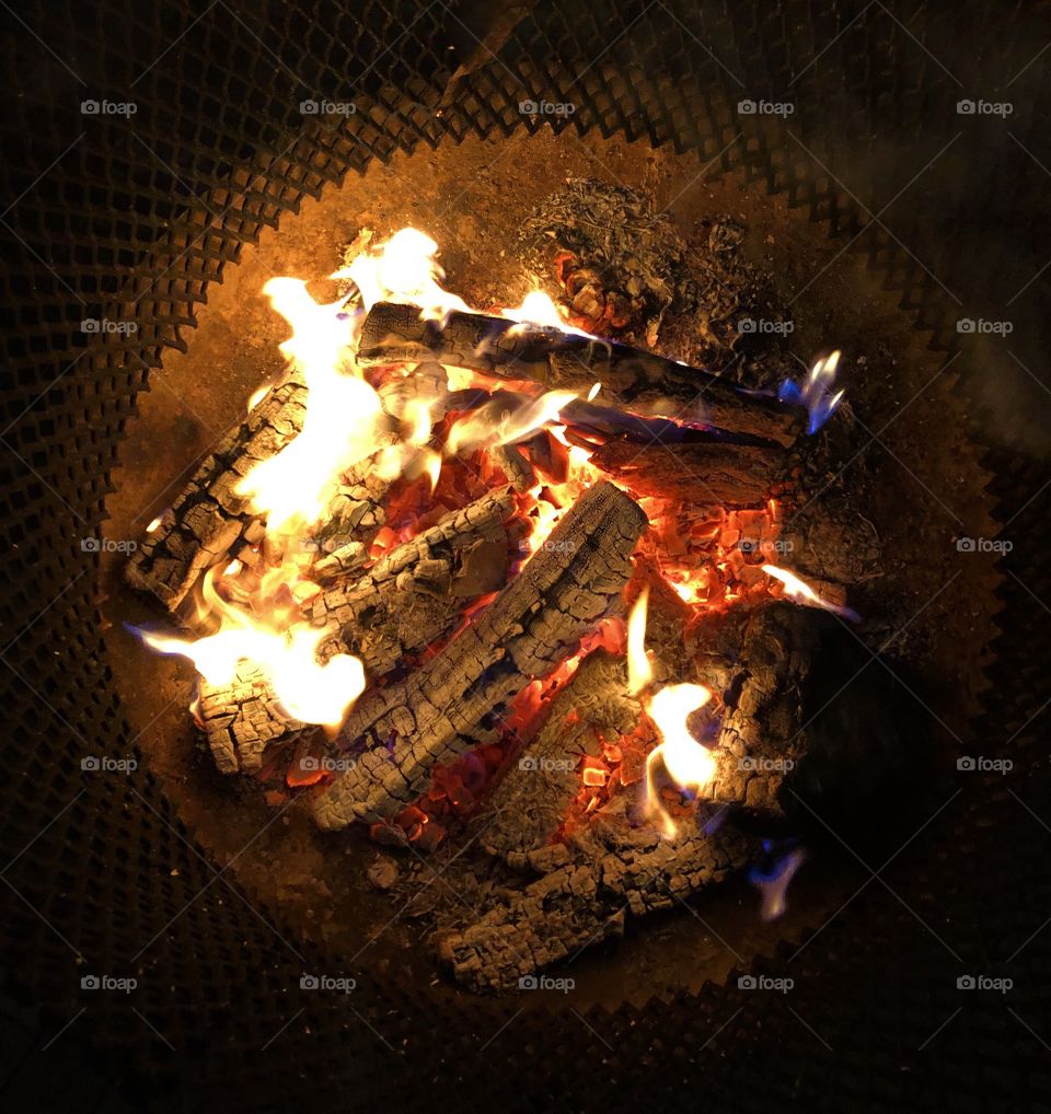 Fire glow heat fireplace
