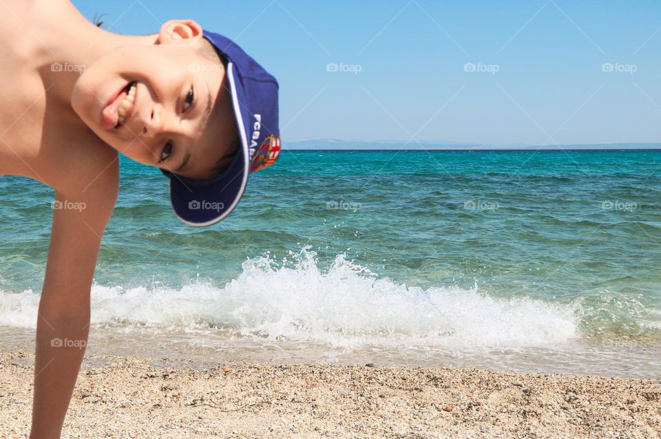 happy child in vacation on the beach