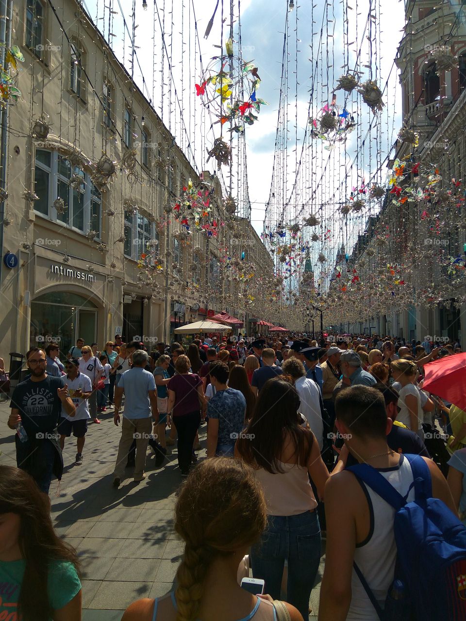 football fans in the center of Moscow