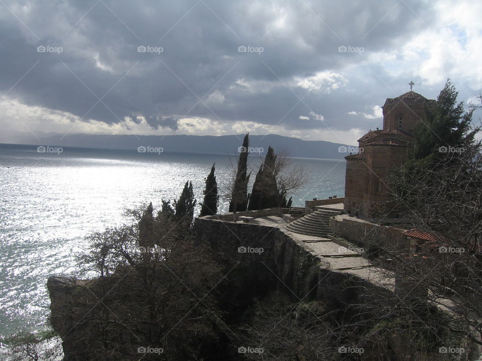 view of lake ohrid from st kaneo church