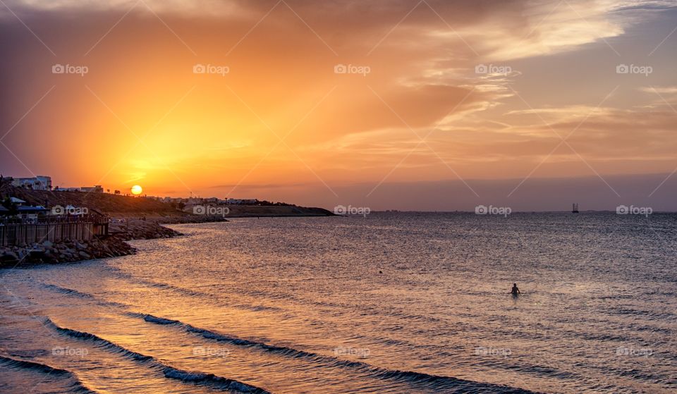 beautiful sunset in tunisia 