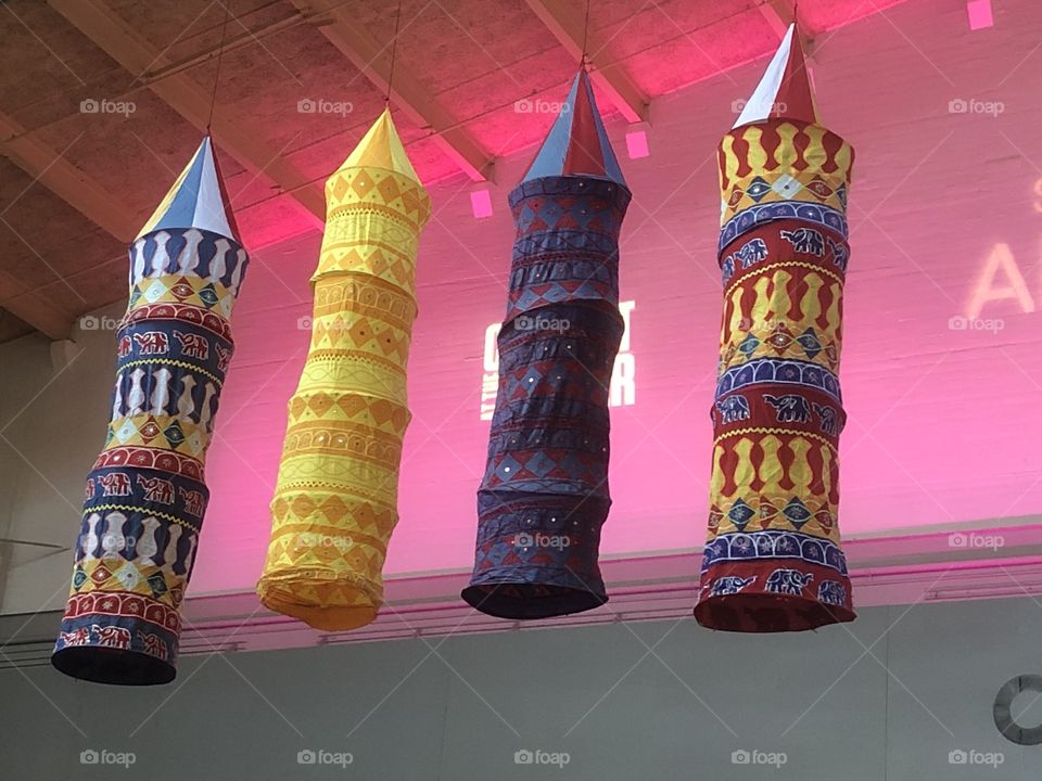 Colorful lanterns marking the celebration of Diwali festival from India. Lanterns are traditionally made out of paper but can also be made with plastic or cloth.