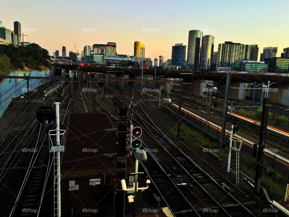 Melbourne CBD. View from North Melbourne Station 