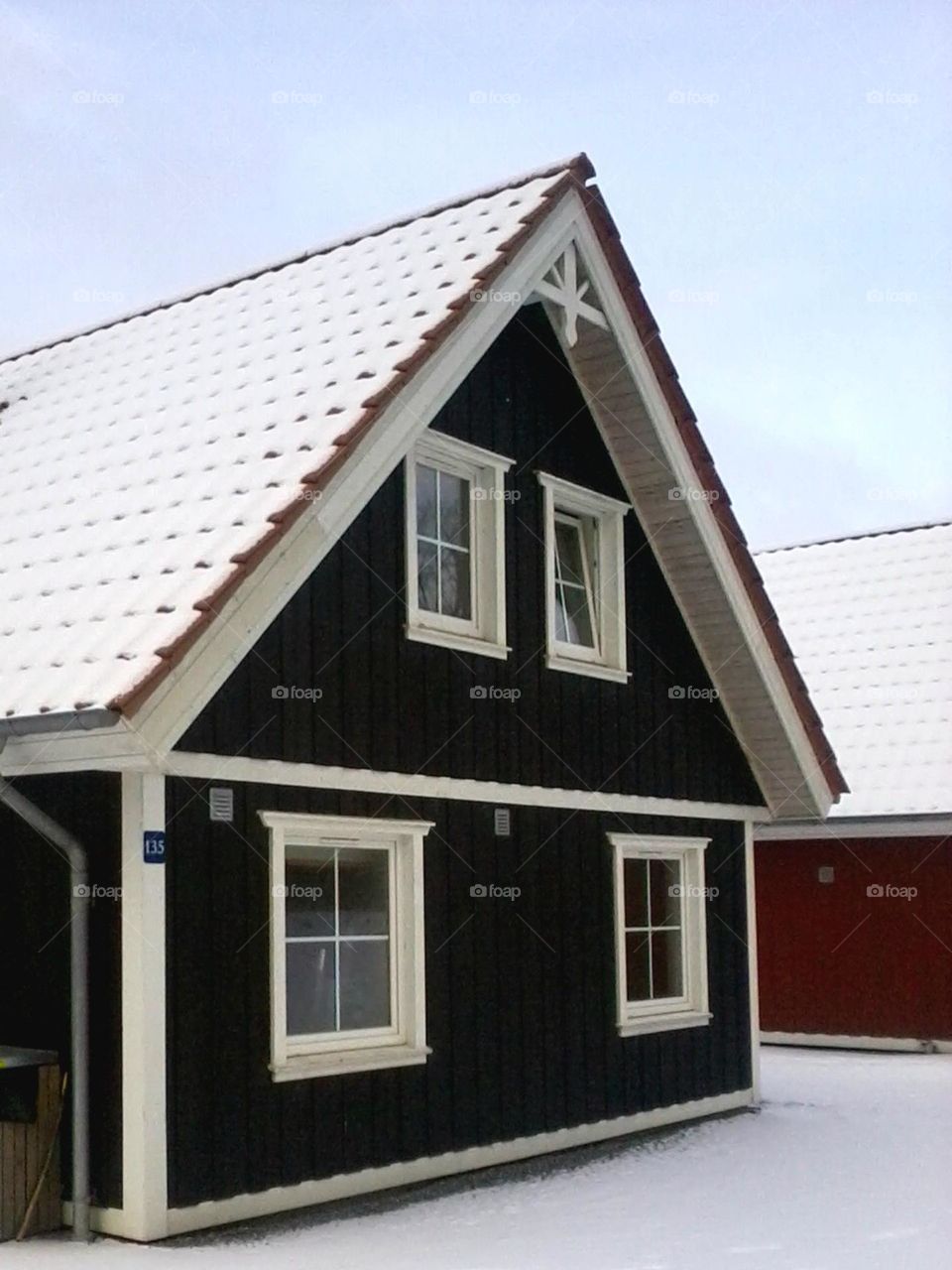 Beautiful snow-covered house in Denmark