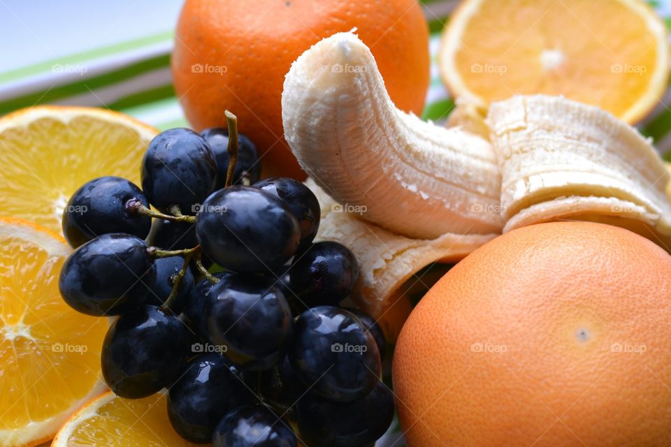 fruits green table top view background