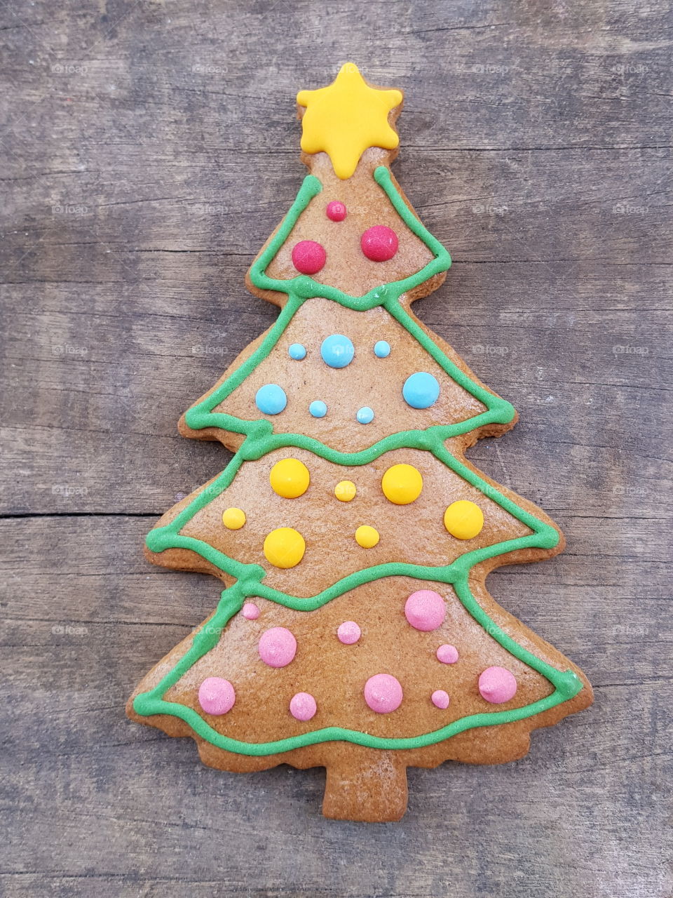Gingerbread Christmas tree on a wooden board