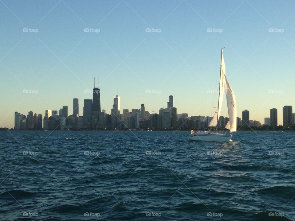 Skyline sailing in the city 