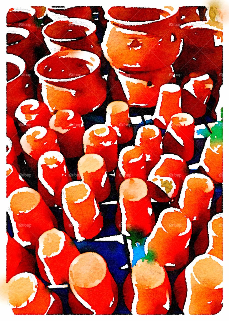 Orange Pottery Pots