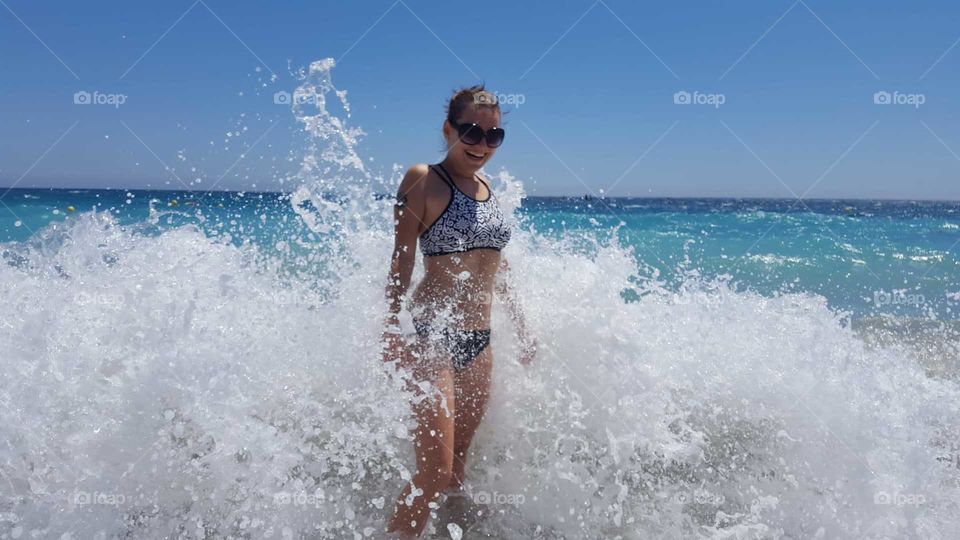 Human#sea#beach#waves#blue#pose#water#splash