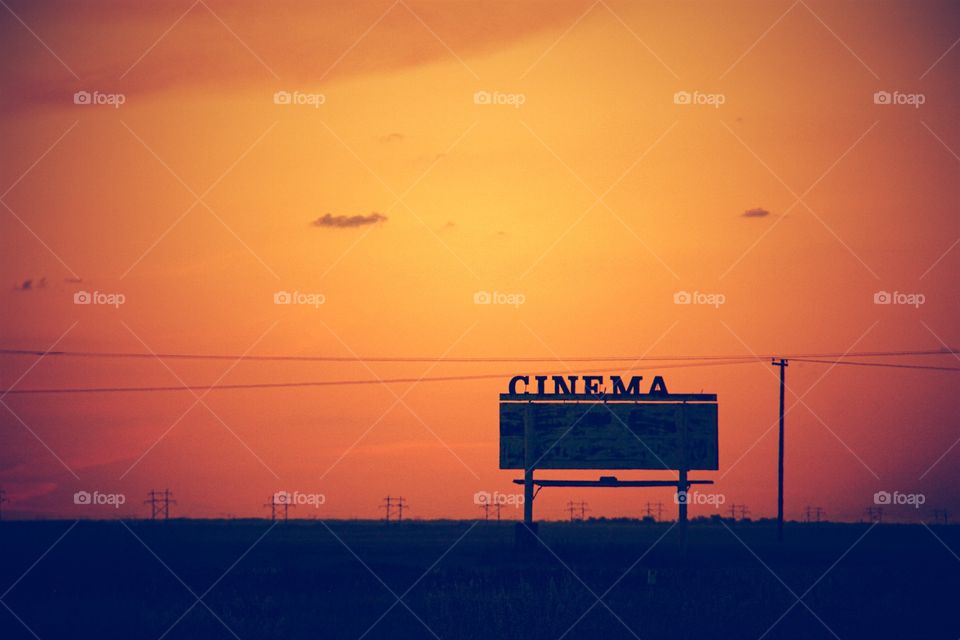 Old cinema drive in sign