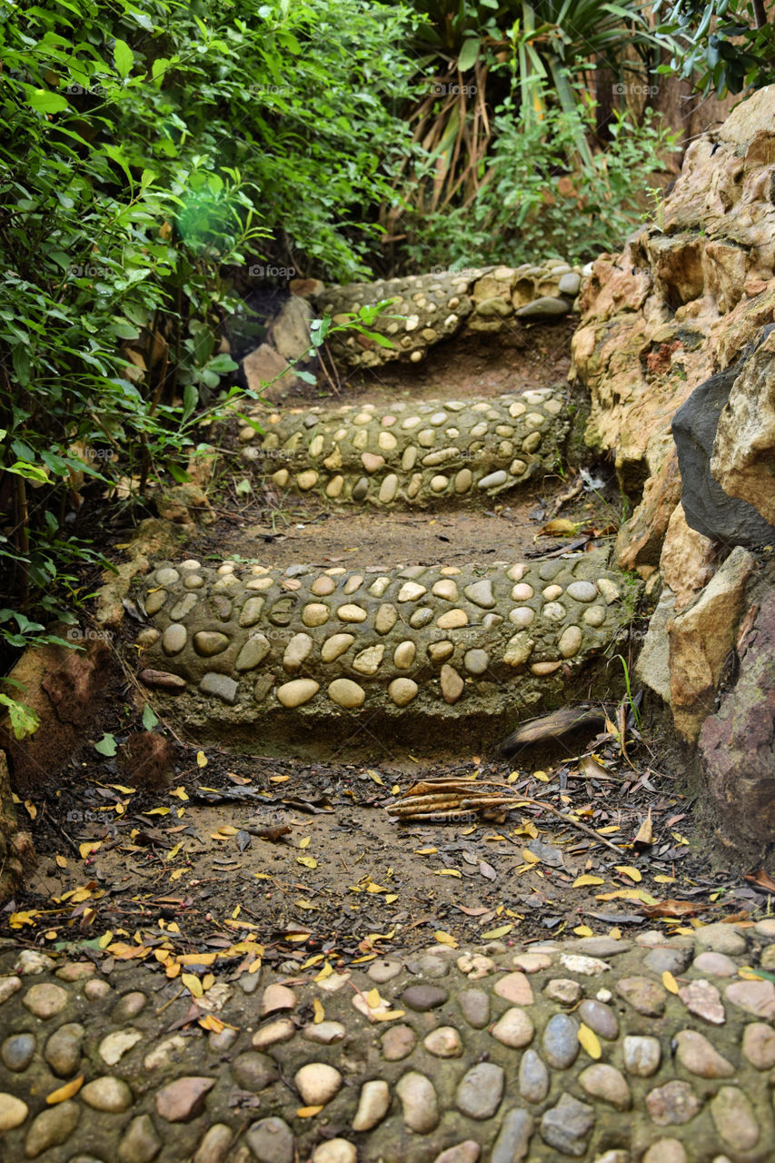 stairway between rocks