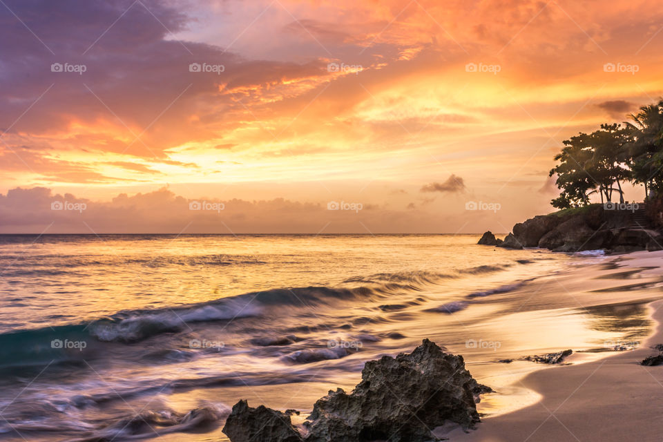 Orange sunset peña blanca beach