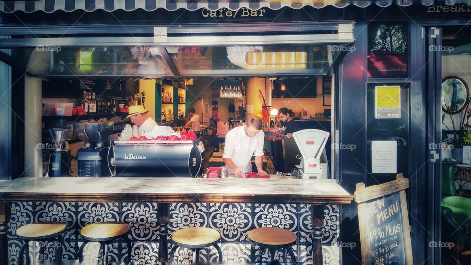 Store front at the Coco Cubano Cafe, University of New South Wales, Sydney, Australia. A relaxing atmosphere in old Cuban setting.