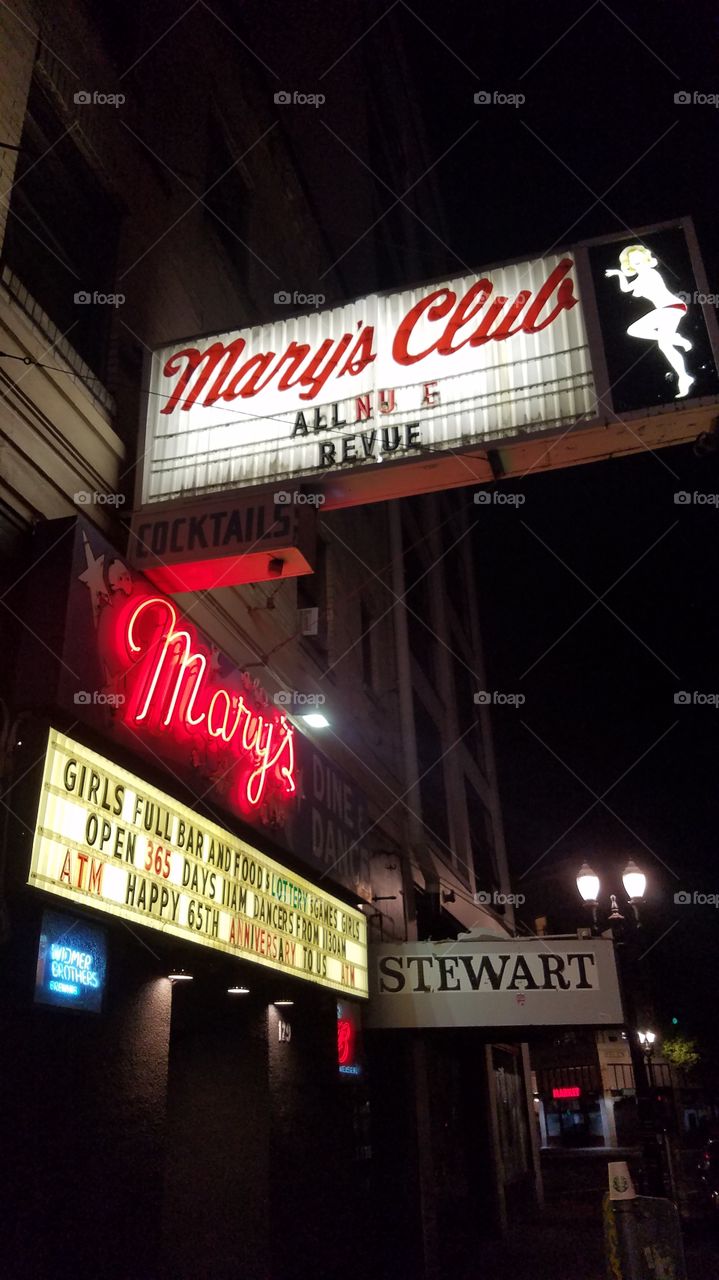 Mary's Club Portland Oregon Neon Sign