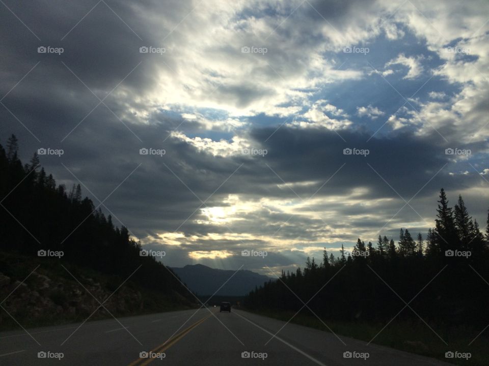 Driving through the mountains 