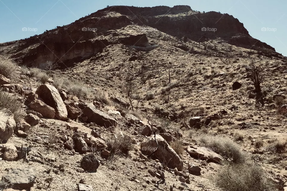 Upslope with rocks