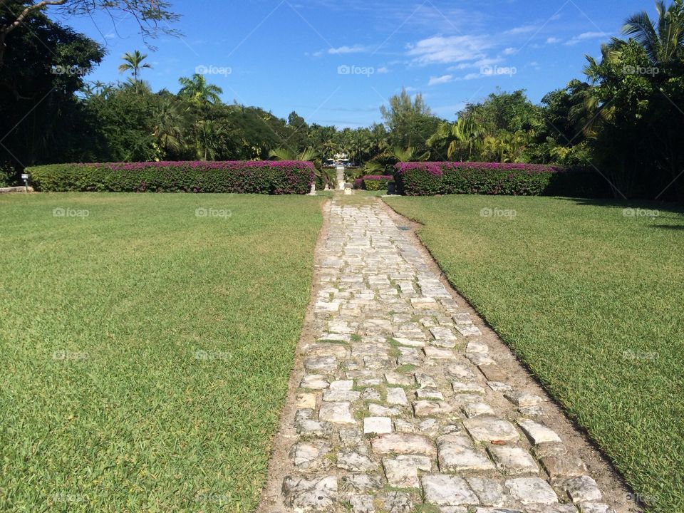 Garden Pathway. Gardens near The Cloisters in Nassau, Bahamas