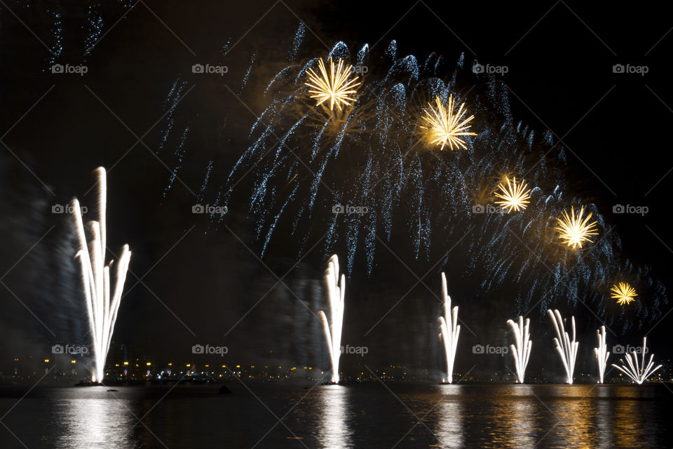 Fireworks in Florianopolis Santa Catarina Brazil.