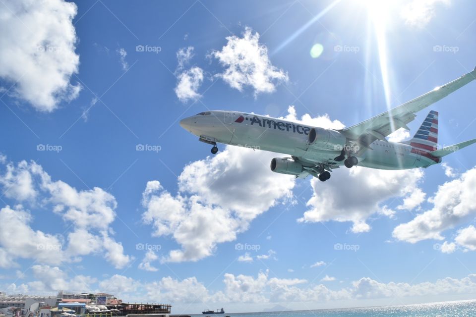 Airplane landing Sunset Beach St Maarten