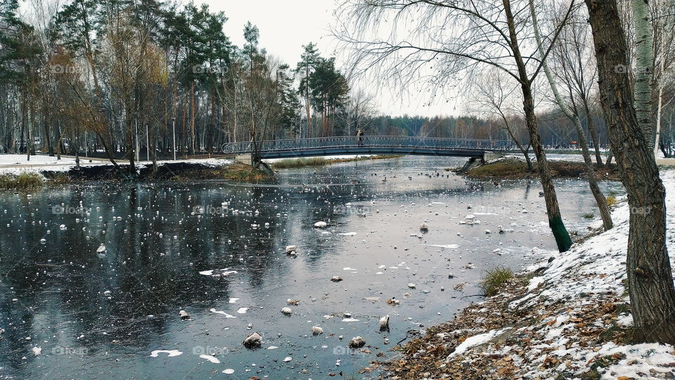 winter park landscape in the city of Kiev, Ukraine