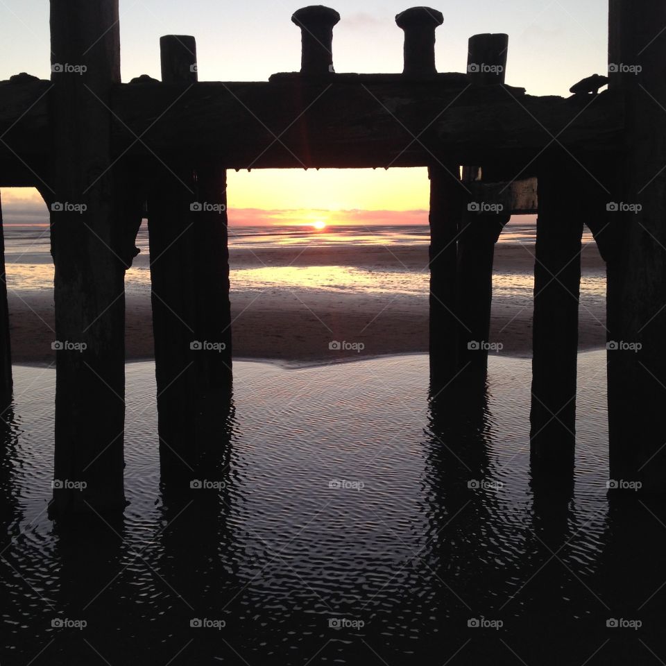 Old Lytham St. Annes Pier. A random part in the sea that's part of the old pier, luckily caught the sunset just right