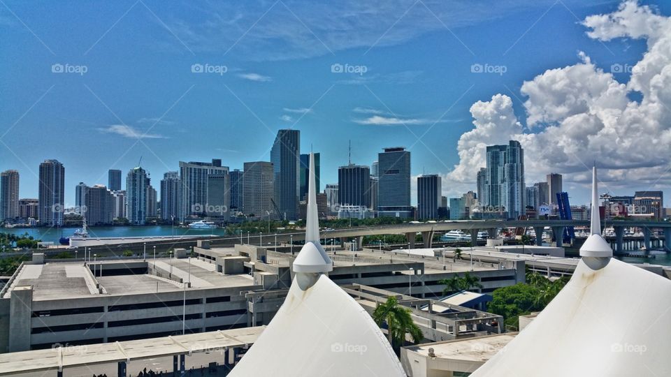 View of Miami from Cruise ship on Dodge island