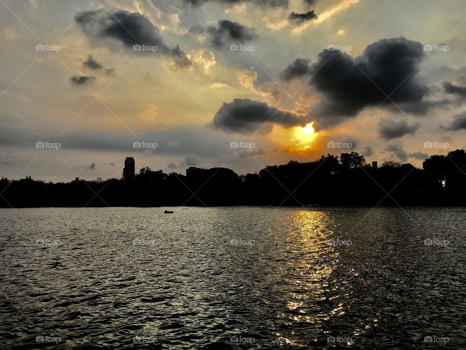 Orange reflect from sky to Earth Bangkok’s 