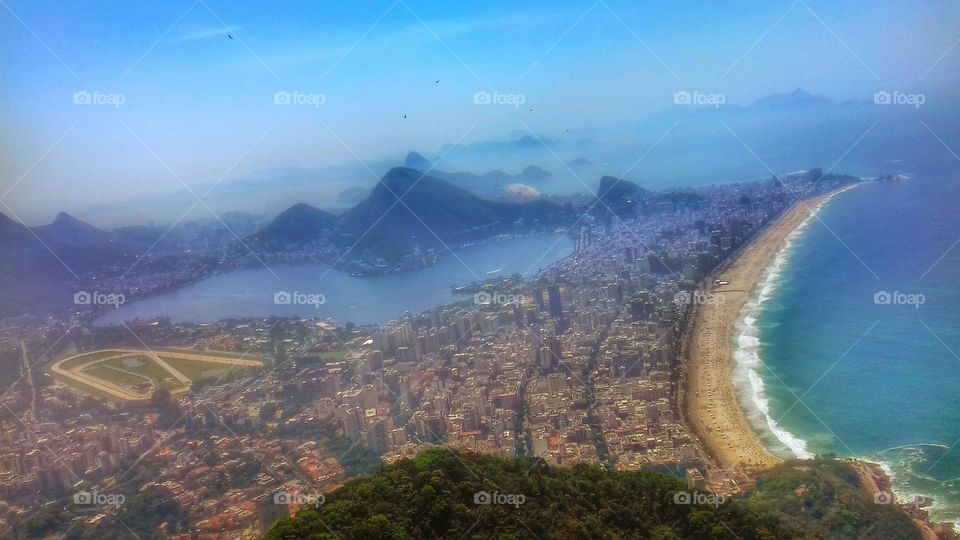this is the view from the top of 2 Brothers Montain, in Rio de Janeiro - Brazil
