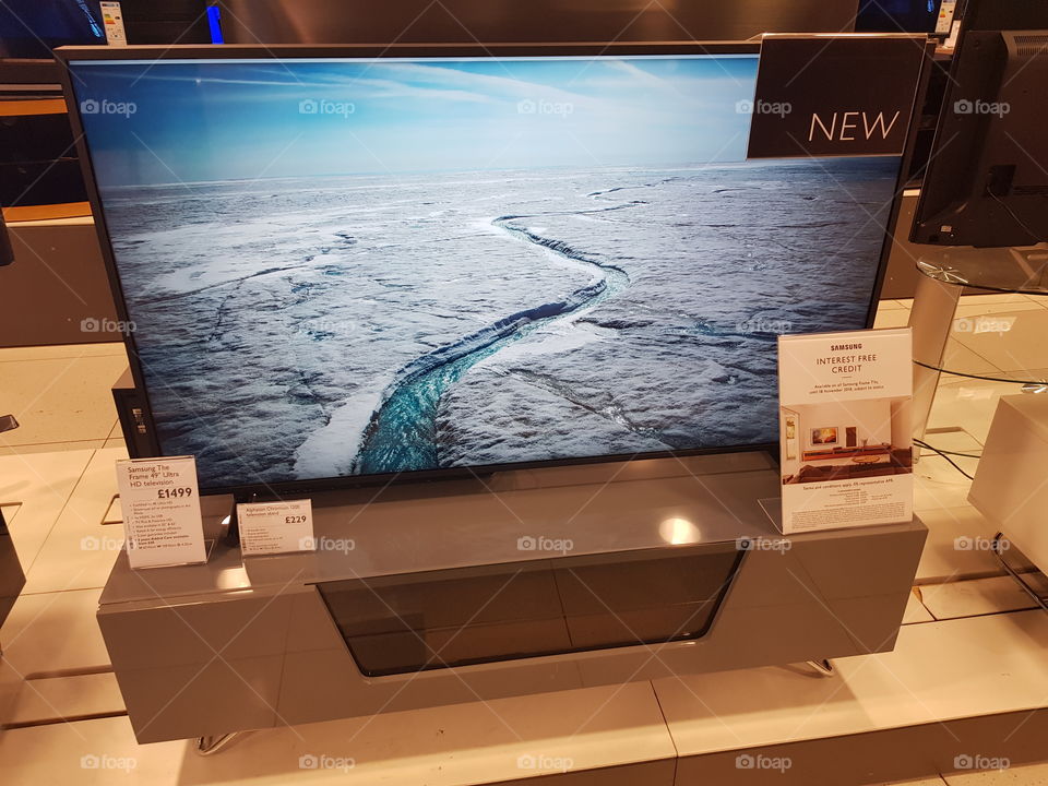 Samsung The Frame art mode 4K UHD TV displaying picture mode at Peter Jones Sloane square Chelsea King's road London