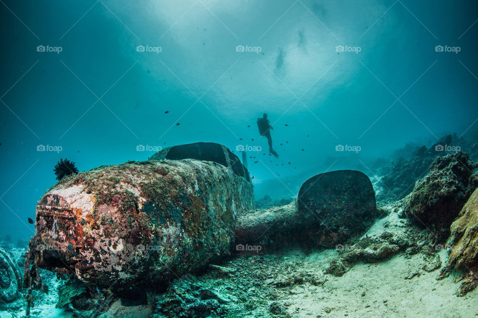 Underwater plane wreck