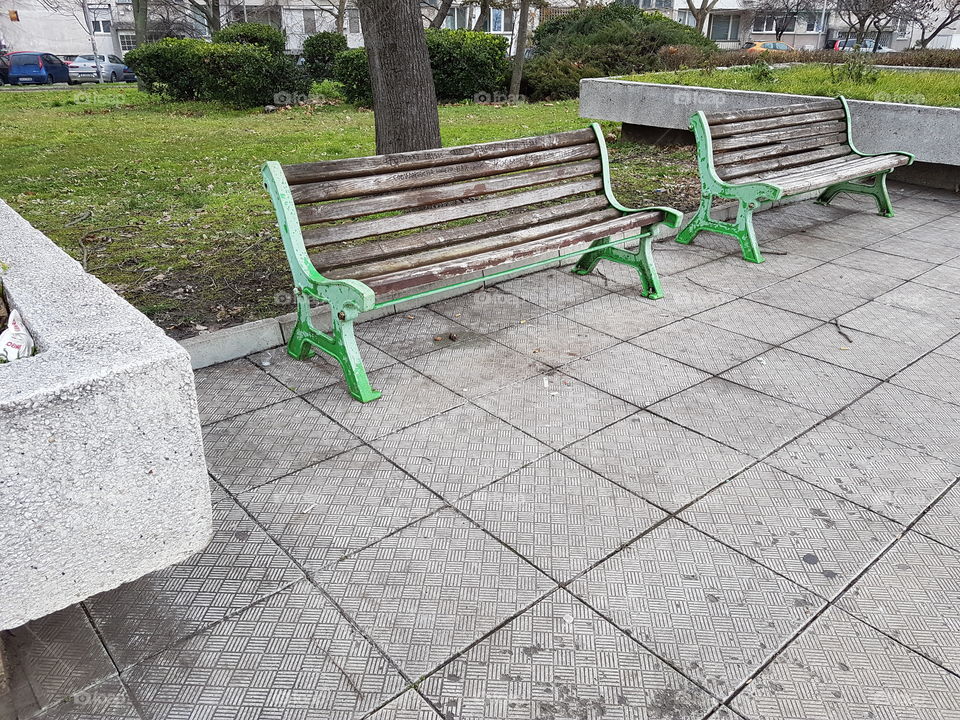 Two benches in the park