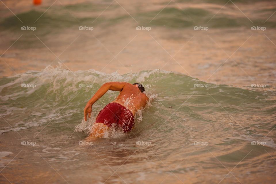 swimming in the sea