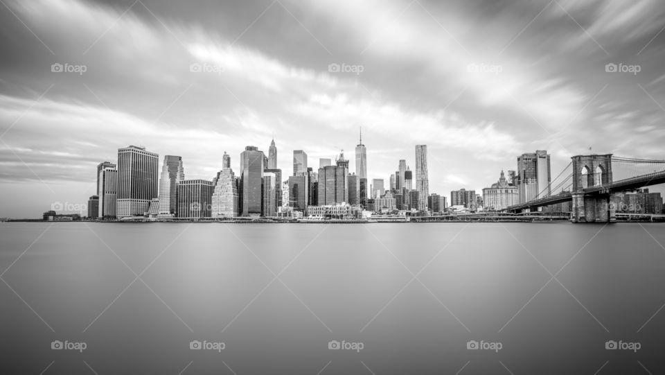 Manhattan skyscraper with Brooklyn bridge, New York