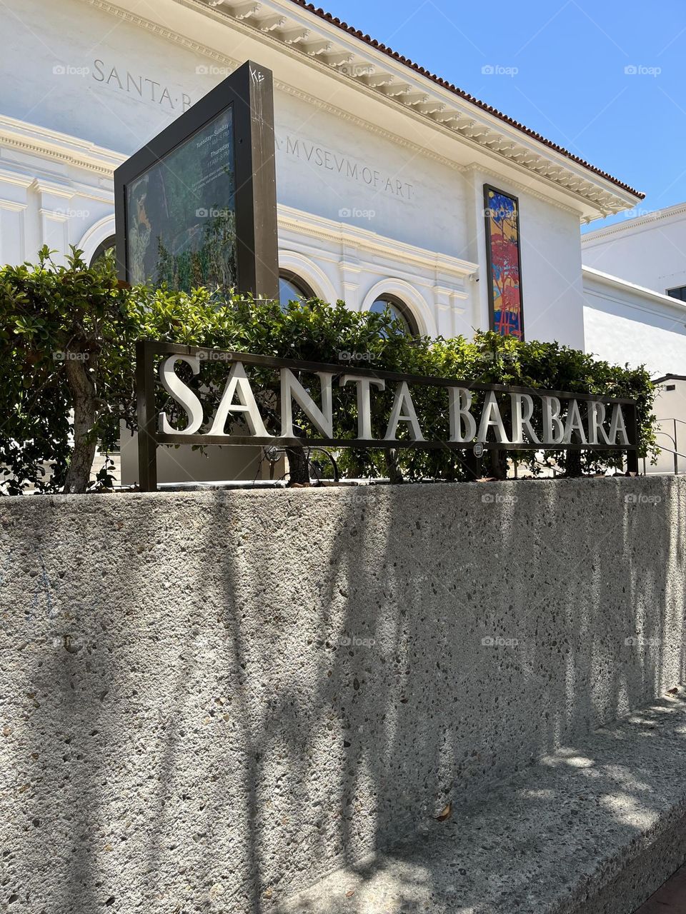 Santa Barbara sign outside Art Gallery.