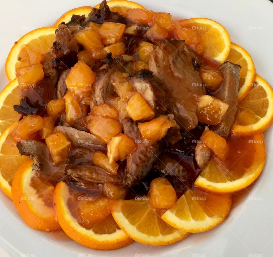 Duck in orange sauce