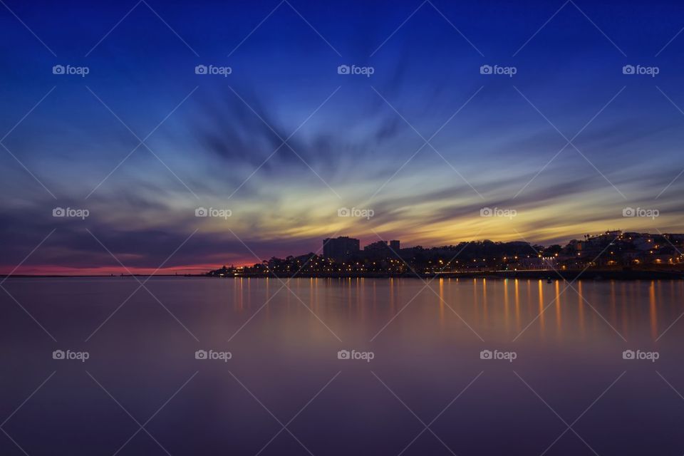 Sunset over Porto, Portugal. Long exposure.