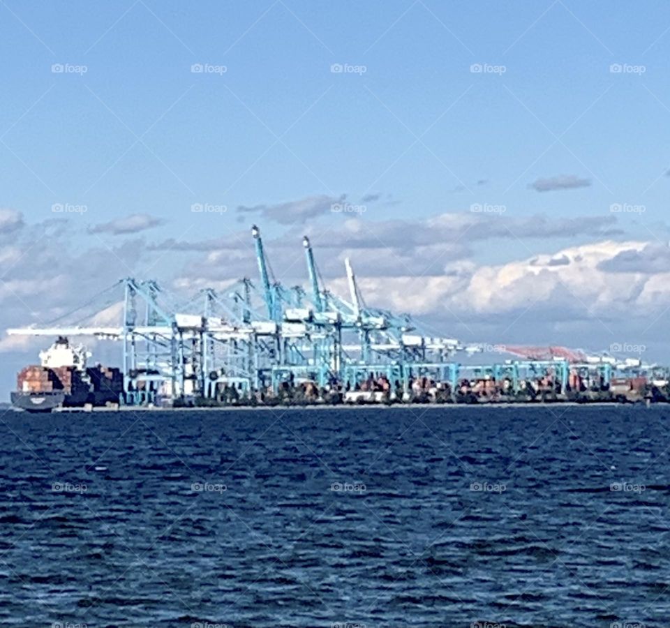 Norfolk harbor cranes