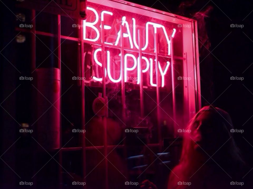 Neon Beauty Supply Sign - Smoke - Silhouette 