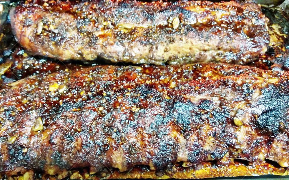 homemade BBQ pork baby back ribs, oven, slow cook, marinade,